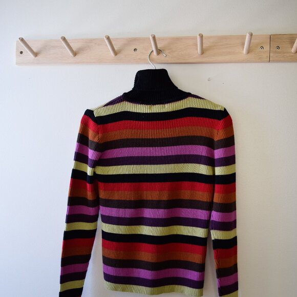 vtg bold striped cotton turtleneck - Picture 4 of 4
